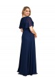 Short Flutter Sleeves V-Neck Soft Chiffon A-Line Plus Size Formal Evening Dress Online