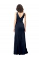 Sleeveless Dark Navy V-Neck V-Back Stretch Crepe A-Line Formal Dress Online