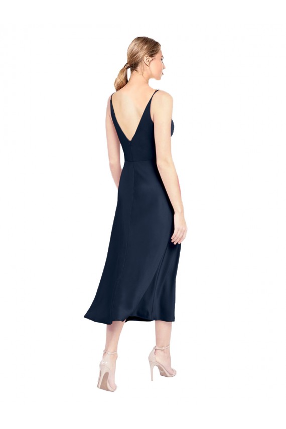 Sleeveless V-Neck V-Back Stretch Satin A-Line Formal Evening Dress Online