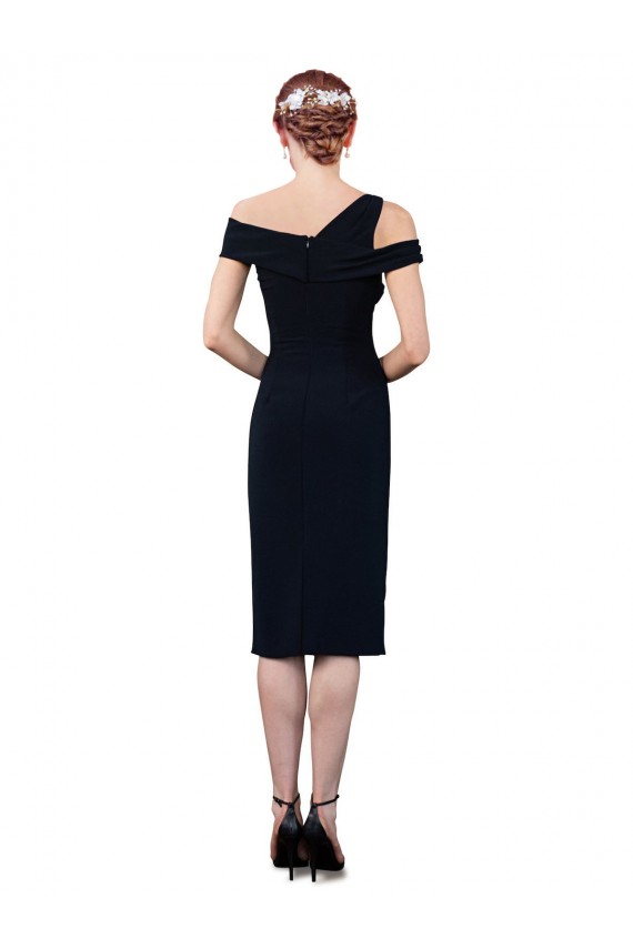 Sleeveless Dark Navy Off the Shoulder Stretch Crepe Mermaid Formal Evening Dress Online