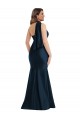 Sleeveless Dark Navy One Shoulder Silky Satin Mermaid Plus Size Formal Evening Dress Online