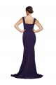 Sleeveless Dark Navy Square Neck Stretch Crepe Sheath Semi Formal Evening Dress Online