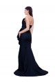 Sleeveless Dark Navy Strapless Low Back Stretch Crepe Sheath Semi Formal Evening Dress Online