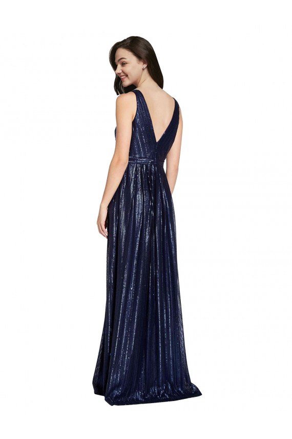 Sleeveless V-Neck V-Back Sequin Sheath Formal Evening Dress Online
