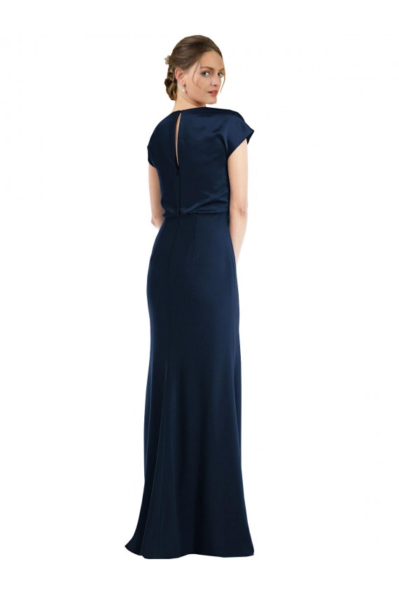 Cap Sleeves Off the Shoulder Keyhole Back Stretch Crepe Trumpet Formal Evening Dress Online