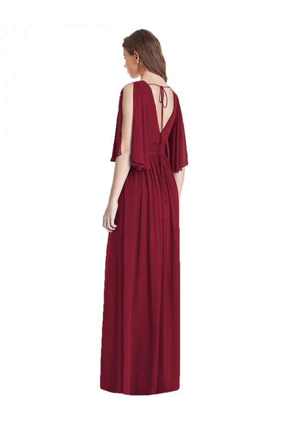 Sleeveless V-Neck Tie Back Soft Chiffon Trumpet Semi Formal Evening Dress Online