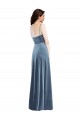 Sleeveless Dusty Blue Sweetheart Low Back Stretch Velvet A-Line Semi Formal Evening Dress Online