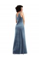 Sleeveless Cowl Neck V-Back Stretch Velvet Sheath Evening Dress Online