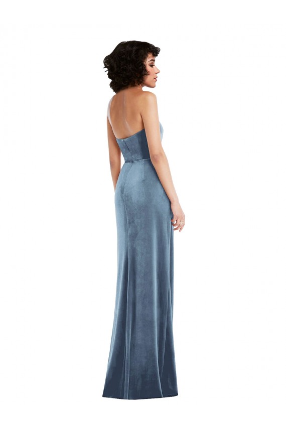 Sleeveless Strapless Low Back Stretch Velvet Sheath Formal Evening Dress Online