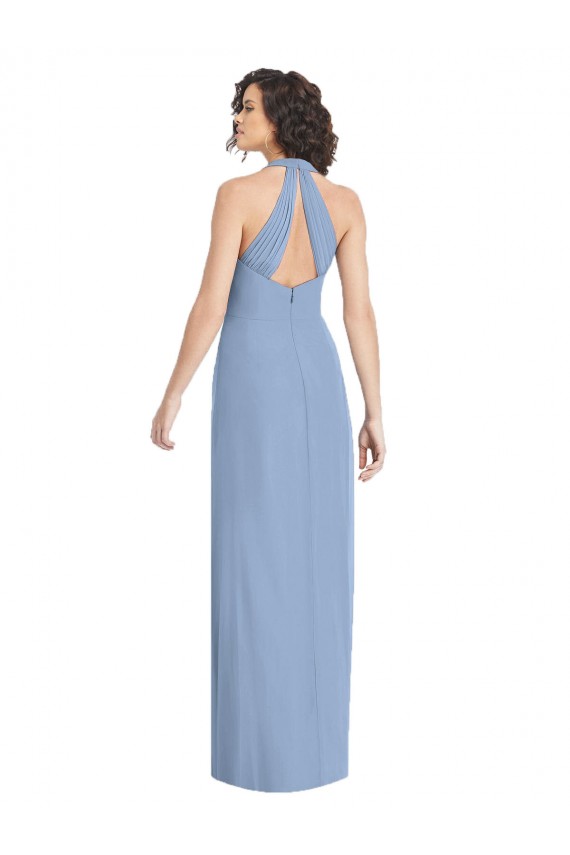 Sleeveless Halter Neck Open Back Soft Chiffon Trumpet Formal Evening Dress Online