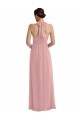 Sleeveless Dusty Pink Halter Neck Soft Chiffon A-Line Semi Formal Evening Dress Online