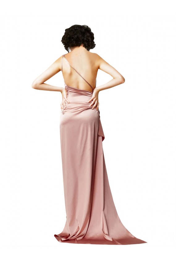 Sleeveless One Shoulder Open Back Silky Satin A-Line Formal Evening Dress Online