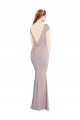 Cap Sleeves Boat Neck Tie Back Stretch Crepe Mermaid Formal Evening Dress Online