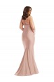 Sleeveless Halter Neck Open Back Silky Satin Mermaid Plus Size Formal Evening Dress Online