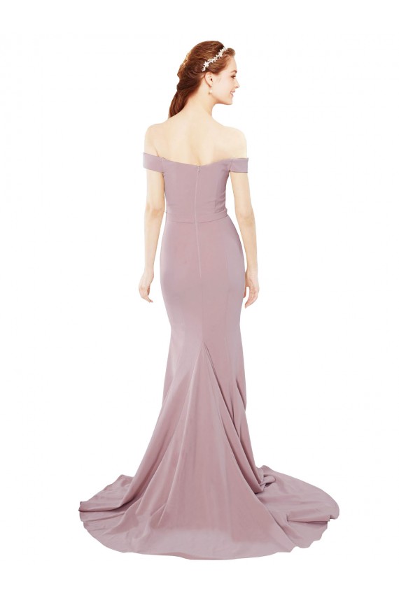 Sleeveless Off the Shoulder Stretch Crepe Mermaid Evening Dress Online
