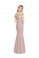 Sleeveless Off the Shoulder Criss Cross Back Stretch Crepe Trumpet Semi Formal Evening Dress Online