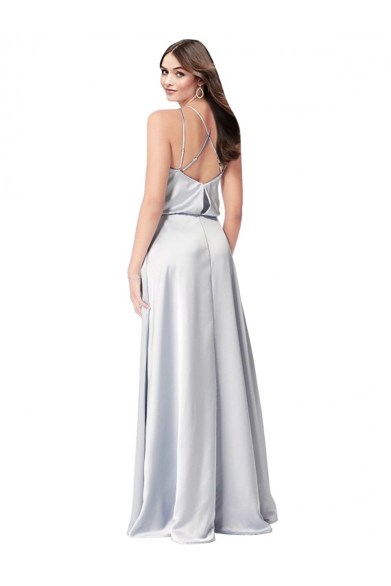 Sleeveless Halter Neck Low Back Silky Satin A-Line Formal Evening Dress Online