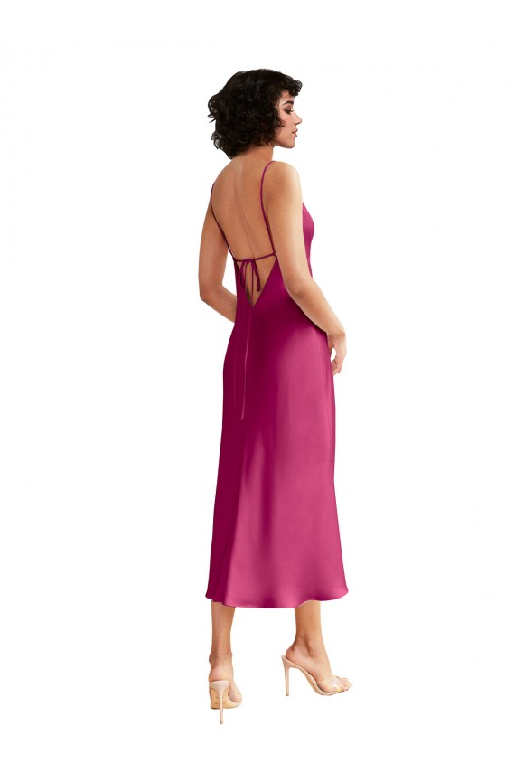 Sleeveless V-Neck Low Back Stretch Satin A-Line Formal Evening Dress Online