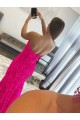Sleeveless Fuchsia Strapless Velvet Sequin Sheath Evening Dress Online
