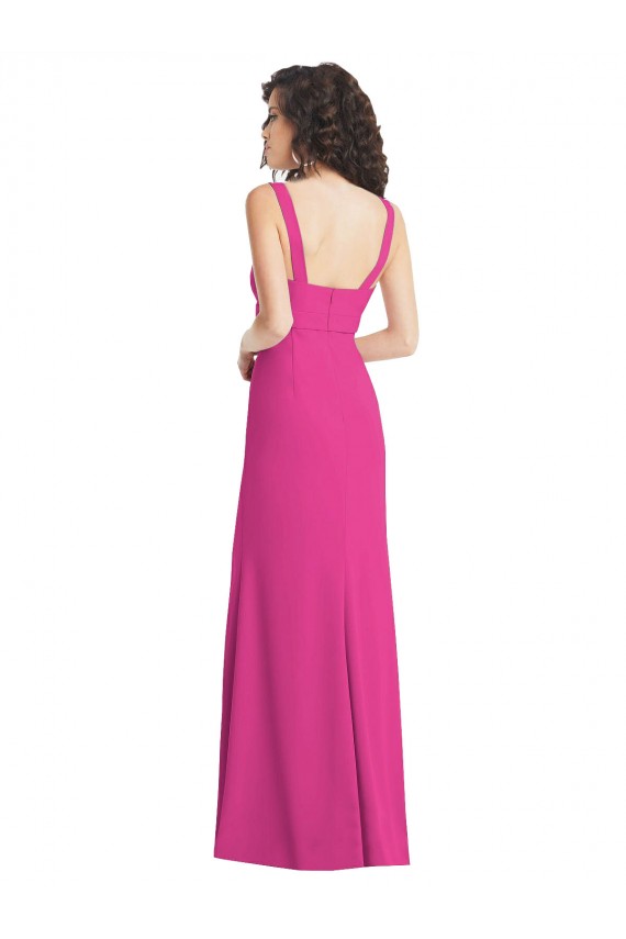 Sleeveless Square Neck Low Back Stretch Crepe Trumpet Semi Formal Evening Dress Online