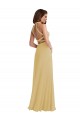Sleeveless Halter Neck Criss Cross Open Back Soft Chiffon A-Line Semi Formal Evening Dress Online