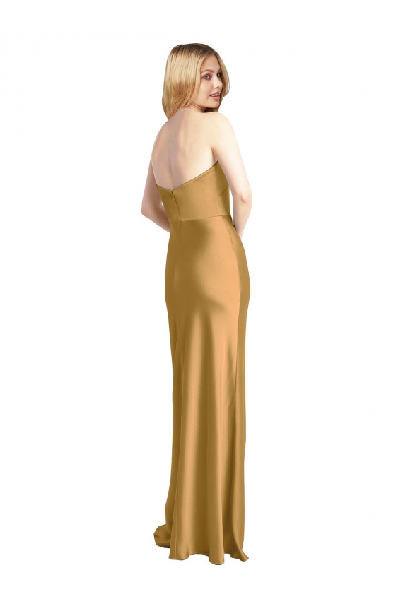 Sleeveless Strapless Stretch Satin A-Line Formal Evening Dress Online