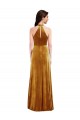 Sleeveless Halter Neck Keyhole Back Stretch Velvet Trumpet Semi Formal Evening Dress Online