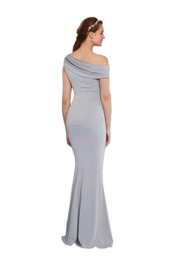 Sleeveless Grey One Shoulder Stretch Crepe Mermaid Formal Dress Online