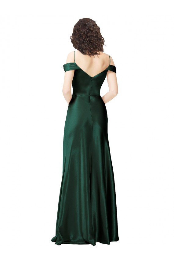 Sleeveless Off the Shoulder V-Back Stretch Satin A-Line Formal Evening Dress Online