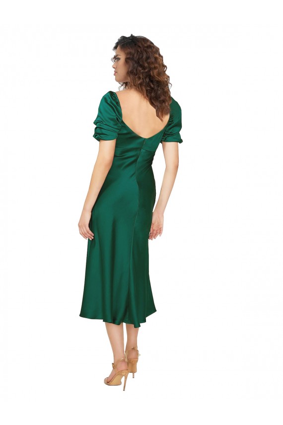 Short Sleeves Sweetheart Low Back Silky Satin A-Line Formal Evening Dress Online