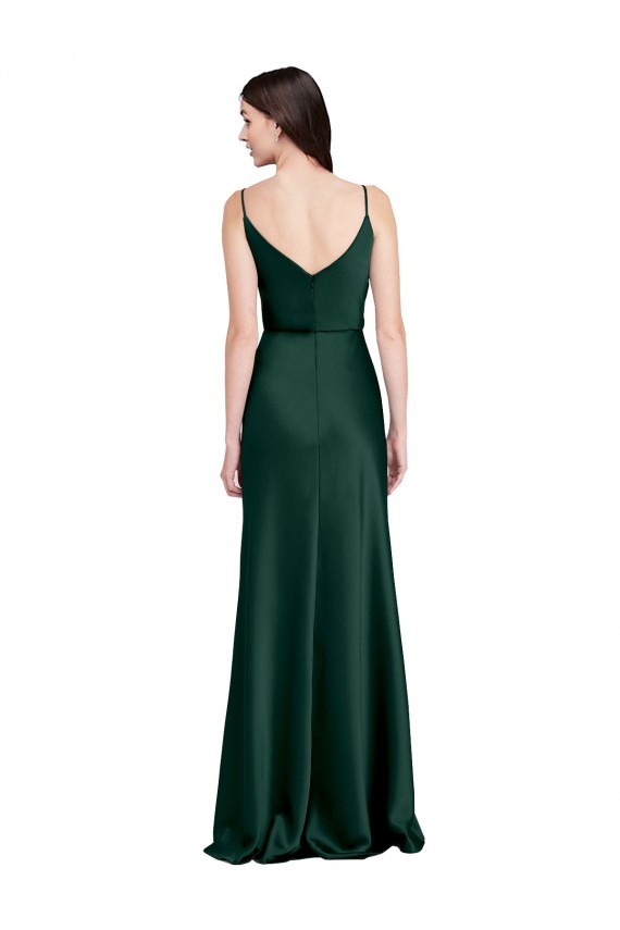 Sleeveless Cowl Neck V-Back Stretch Satin Sheath Black Tie Evening Dress Online