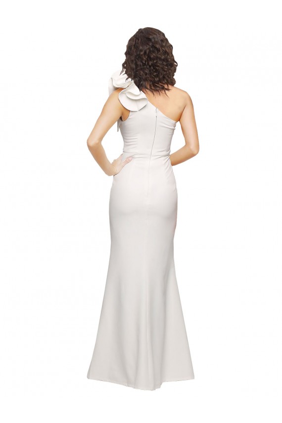 Sleeveless Ivory One Shoulder Stretch Crepe Sheath Formal Evening Gown Online