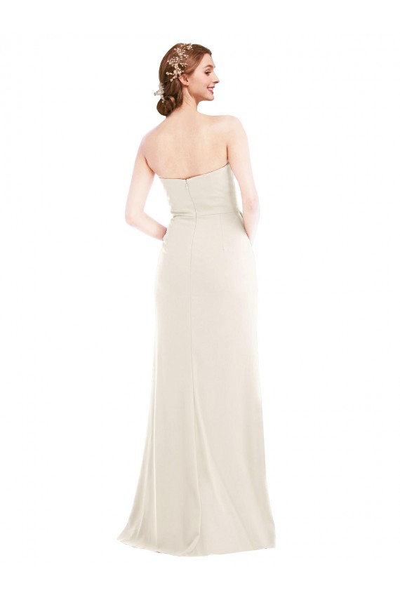 Sleeveless Ivory Strapless Stretch Crepe Trumpet Semi Formal Evening Dress Online
