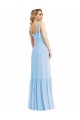 Sleeveless Light Sky Blue Spaghetti Straps Soft Chiffon A-Line Semi Formal Evening Dress Online