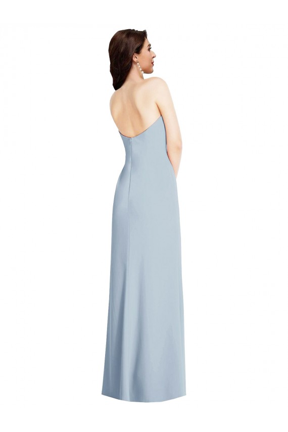 Sleeveless Light Sky Blue Strapless Low Back Stretch Crepe A-Line Formal Evening Dress Online