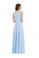 Sleeveless Light Sky Blue V-Neck Soft Chiffon A-Line Semi Formal Evening Dress Online