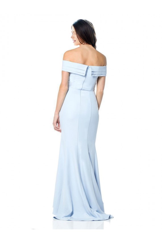 Sleeveless Light Sky Blue Off the Shoulder Stretch Crepe Mermaid Evening Dress Online