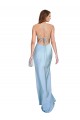 Sleeveless Cowl Neck Criss Cross Open Back Silky Satin Sheath Formal Evening Dress Online
