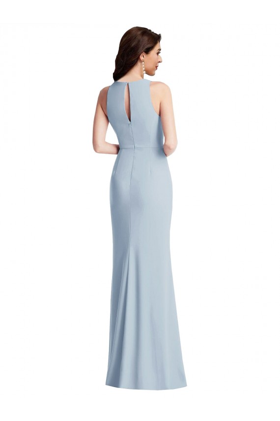 Sleeveless Halter Neck Stretch Crepe Trumpet Formal Dress Online