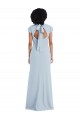Cap Sleeves Jewel Neck Keyhole Back Stretch Crepe Trumpet Semi Formal Evening Dress Online