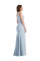 Sleeveless Light Sky Blue One Shoulder Stretch Crepe Trumpet Formal Evening Dress Online