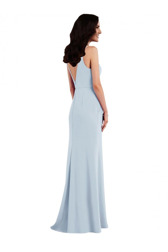 Sleeveless Spaghetti Straps V-Back Stretch Crepe Trumpet Formal Dress Online