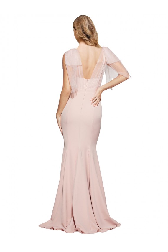 Sleeveless Sweetheart Low Back Stretch Crepe & Tulle Sheath Formal Dress Online