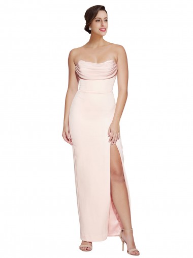 Sleeveless Cowl Neck Low Back Stretch Satin Mermaid Formal Evening Dress Online