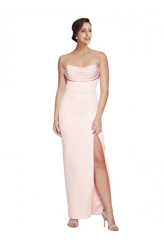 Sleeveless Cowl Neck Low Back Stretch Satin Mermaid Formal Evening Dress Online