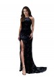 Sleeveless High Neck Open Back Lace Mermaid Black Tie Evening Dress Online