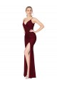 Sleeveless Burgundy V-Neck V-Back Soft Chiffon Mermaid Formal Evening Dress Online