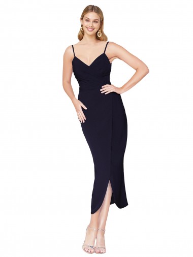 Sleeveless Spaghetti Straps V-Back Stretch Crepe Mermaid Formal Dress Online