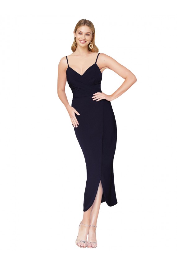 Sleeveless Spaghetti Straps V-Back Stretch Crepe Mermaid Formal Dress Online
