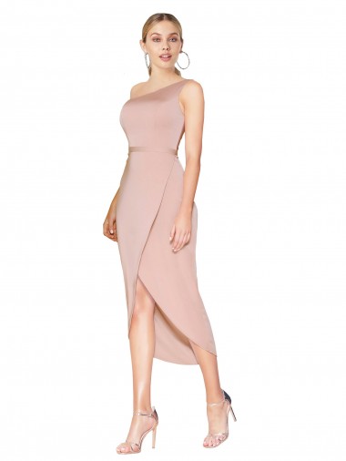 Sleeveless Mauve One Shoulder Stretch Crepe Mermaid Formal Dress Online